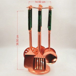 Set of 6 Stainless Steel Kitchen Set with Resin <b>Handle</b> <b>Copper</b> Finish High Demand Set Lowest Price Sale in India - Product Image 6