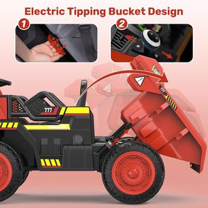 Camión Volquete Eléctrico ANPABO, Coche Eléctrico de 12V con Control Remoto, Caja Volquete Eléctrica y Pala Adicional, Arranque con Llave para Mayor Seguridad - Product Image 2