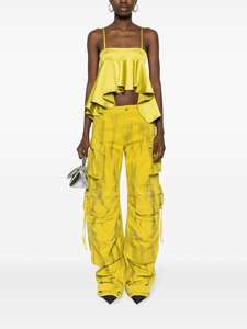 Pantalones Vaqueros Amarillos Personalizados para Mujer, Estilo Cargo, con Botones y Cordones, Pierna Ancha y Recta, OEM 2026 - Product Image 2