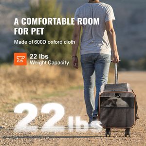 Borsa da trasporto per animali domestici con ruote approvata dalle compagnie aeree, per cani e gatti, con manico telescopico e tracolla, comoda borsa con ruote - Product Image 3