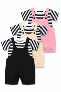 Striped Cotton Boys Clothing Set <b>Short</b> Sleeve T Shirt Denim Overalls Outfit Casual <b>Toddler</b> Wear - Product Image 3