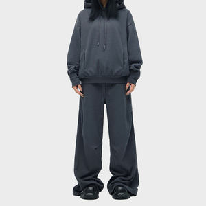 High Quality Cotton <b>Tracksuit</b> Men Custom Embroidery logo Hoodies and Jogging Sweatpants Set Luxury Oversized Unisex Sweatsuit - Product Image 2