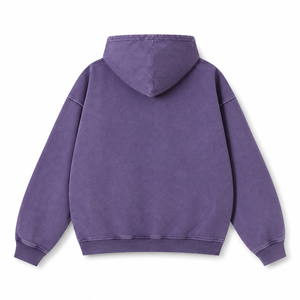 Sudadera con Capucha Oversize para Hombre, Estilo Urbano, Color Negro Carbón Lavado Vintage, con Bolsillo Canguro, Felpa Gruesa (280/400 GSM) - Product Image 2