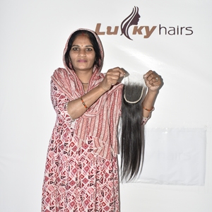 Extensiones de Cabello Humano Remy Indio Liso HD 4x4 con Cierre Frontal, Color Negro Natural, Base de Seda sin Procesar, Cutícula Alineada, Fácil de Usar - Product Image 4