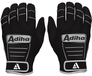 Gants de frappe de baseball en cuir premium Adiha Impex, légers, durables, cuir de qualité supérieure, antidérapants, fermeture auto-agrippante, entièrement noirs - Product Image 1