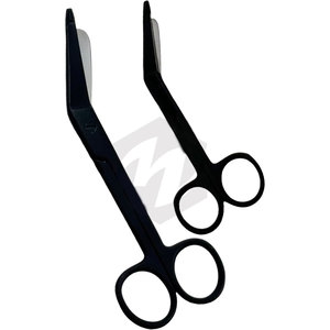 Ciseaux à pansements Lister, revêtement fluoré noir, 2 pièces, acier inoxydable, ciseaux d'infirmière, lames angulées, instruments médicaux, urgence - Product Image 1