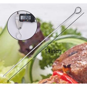 12 Pack 14 Inch Long Square Stainless Steel Kebab Skewers for <b>BBQ</b> Accessory Set - Product Image 2