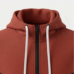 Survêtement à capuche pour homme, couleur unie, fermeture éclair intégrale, vêtements de sport décontractés avec poches latérales, vêtements d'automne, mélange de polyester et de coton - Product Image 4