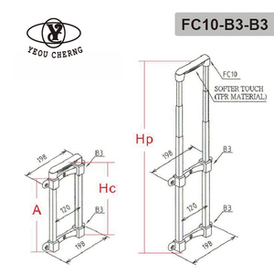 Poignée de valise télescopique pliable à 4 étages personnalisable ODM/OEM pour boîte à outils empilable, valise, sac de sport, boîte à outils - Product Image 2