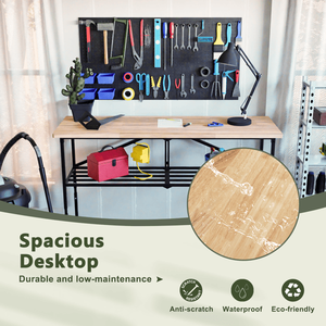 <b>Adjustable</b> Foldable Hardwood Workbench Wood Top Utility <b>Table</b> with Locking Casters for Woodworking - Product Image 5