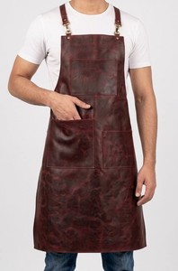 Premium Quality Men's <b>Leather</b> <b>Apron</b> With Double Pockets And Adjustable Straps For Restaurant Bar Use - Product Image 1