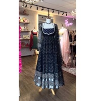 Nouvelle tenue Anarkali pour femmes, style de fête, broderie artisanale, réversible, sans plis, séchage rapide, coton Maslin