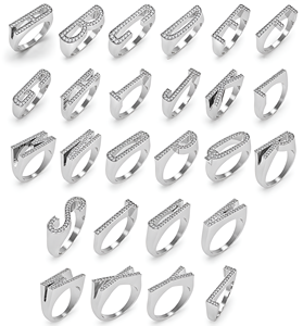 Exclusive 925 Sterling Silver Alphabet <b>Name</b> <b>Ring</b> Diamond Look CZ Custom Jewelry Gift For Men Women - Product Image 4