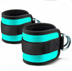 Sangles de cheville de gym avec double anneau en D, réglables, rembourrées en néoprène, pour entraînement des jambes avec poids et machine à câble - Product Image 1