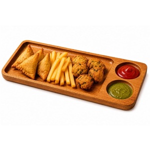 Wooden Serving Tray with <b>Snack</b> <b>Bowl</b> Compartment Handmade Food Serving Platter Organizer for <b>Snacks</b> Dry Fruits Appetizers - Product Image 6