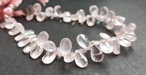 Cuarzo Rosa Natural de 8.5 Pulgadas, Facetado en Forma de Pera, Briolette de 5x7-6x8 mm, Cuarzo Rosa Natural, Gema de Cuarzo Rosa para Joyería - Product Image 6