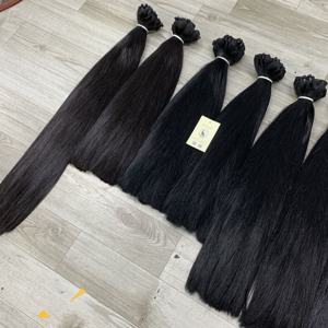 Máquina de trama de cabello humano vietnamita crudo recto Jet negro marrón oscuro cutículas alineadas extensiones de trama de Vietnam - Product Image 3