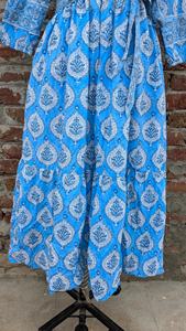 Robe longue en coton pour femme avec col rond imprimé floral tie-dye tissé respirant avec taille et poche naturelles - Product Image 5