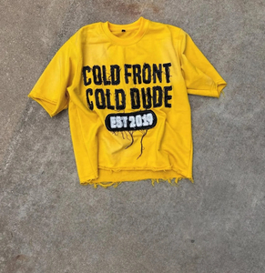 Cold Front Cold Dude Est 2019 T-shirt court oversize pour homme à manches courtes col rond style streetwear en jersey de coton avec imprimé sur le devant - Product Image 5