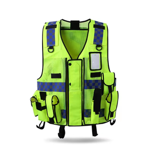 Golden Weather Safety Hi-Vis Reflective Vest Workwear Multi-Pocket Design 100% Polyester Mesh Customizable Color Guard Uniform - Product Image 1
