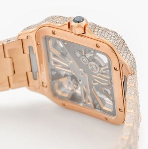 Montre unisexe de luxe avec design haut de gamme, entièrement sertie de moissanite, mouvement mécanique, montre à diamants de haute qualité, analogique avec alarme - Product Image 3