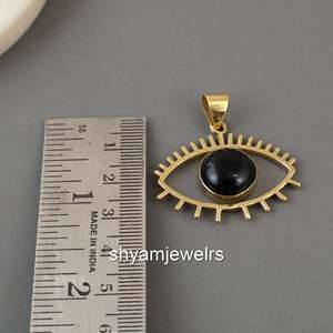 Pendentif Œil protecteur en obsidienne noire naturelle et eau douce, plaqué or 14 carats, fait main, style bohème, avec breloque cils, collier, cadeau, vente en gros - Product Image 6