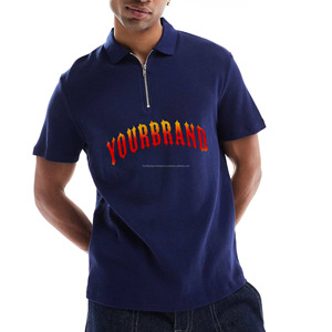 Camisa de Hombre Personalizada de Algodón Piqué Azul con Cuello Camisero, Manga Corta, Logotipo Frontal, Corte Regular Informal, Transpirable y de Secado Rápido - Product Image 1