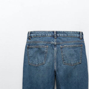 Jeans de mujer al por mayor, largos hasta el tobillo, transpirables, de talla grande, de cintura alta, rígidos, con cinco bolsillos - Product Image 3