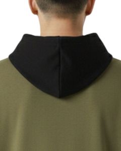 Camiseta con Capucha Personalizada para Hombre, Color Verde Oliva, Manga Corta, con Bolsillo Negro en la Capucha, Estilo Casual Urbano, Venta al Por Mayor OEM - Product Image 6
