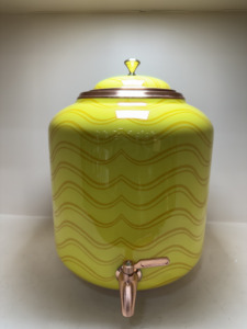 Handcrafted Pure <b>Copper</b> Water Dispenser with Leak-Proof Brass Tap 11L Enameled Decorative Matka for Home & Office - Product Image 3