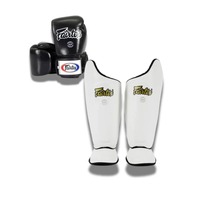 Ensemble de gants et protège-tibias Fairtex Sanda MMA, couleur personnalisée, poignées en cuir véritable, fermeture auto-agrippante, arts martiaux, boxe