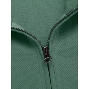 Sudadera Unisex Verde de Poliéster y Algodón con Cuello Alto y Cierre de Cremallera, Corte Regular, Color Sólido, Informal, para Otoño - Product Image 5