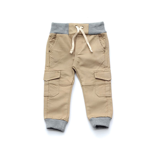 Pantalones cargo jogger para niños, pantalones de tela elástica con bolsillos, puños y cordón ajustable, pantalones cargo para niños - Product Image 3