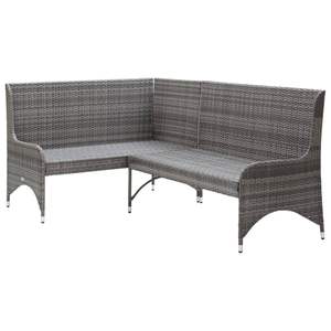 Set da salotto in Poly Rattan 3 pezzi con cuscini grigi Set da giardino - Product Image 4
