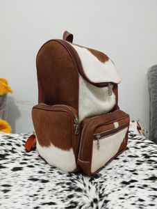 Sac à dos vintage en cuir véritable style western avec fermeture éclair, motif lettres, pour voyage, ordinateur portable et école, grande capacité HNBP-0058 - Product Image 2