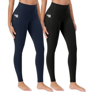 Leggings de Yoga Personalizados al por Mayor para Mujer, Cintura Alta, Sólidos, Elásticos en Cuatro Direcciones, Transpirables, para Entrenamiento, Gimnasio, Correr, Fitness, Ropa Deportiva con Bolsillo - Product Image 1