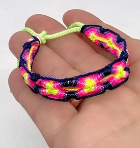 Orange Mixed Light Pink Waxed Cotton Bracelet - Product Image 4