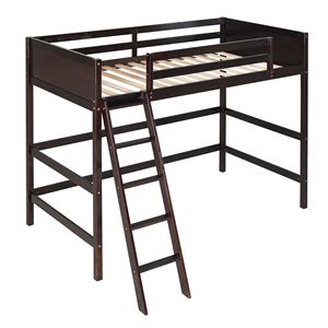 Letto a soppalco singolo in legno massello con scaletta, colore espresso, per bambini - Vecchio SKU WF191903AAP - Product Image 4