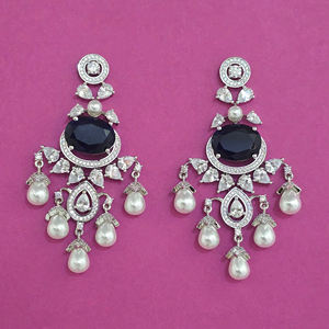 Pendientes de Moda con Circonitas Americanas Hechas a Mano, Calidad de Exportación, con Baño de Rodio, Estilo Clásico, 444104 - Product Image 2