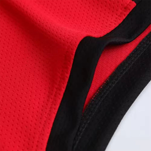 Ensemble uniforme de basket-ball rouge pour hommes, débardeur sans manches à col en V avec short à taille élastique, vêtements de sport en polyester anti-humidité - Product Image 5