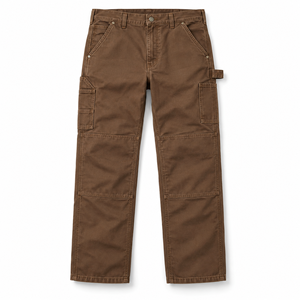 Pantalon de travail marron pour homme, coupe droite, avec poches porte-outils et passant pour marteau, style utilitaire et décontracté, personnalisable, vente en gros - Product Image 1