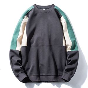 Men Crew Neck Sweatshirt Color Blocking Patchwork <b>Raglan</b> Sleeve Oversized Knitted Cotton Pullover Casual Autumn Style - Product Image 3