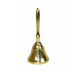 Campana de mano de cobre pulido, campana de servicio portátil, campana de llamada de metal vintage, campana de cena - Product Image 2