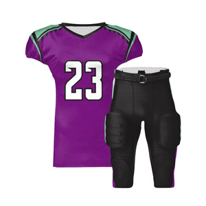 Ensemble de maillots de football américain pour hommes, col en V, imprimé par sublimation, numéro 48, bleu foncé, rayures rouges, évacuation de l'humidité, 100% polyester - Product Image 2