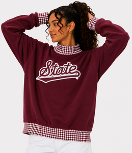 Wholesale Women’s Oversized <b>Mock</b> Neck Pullover Custom Cotton Fleece Long Sleeve Casual Autumn Sweatshirt - Product Image 1