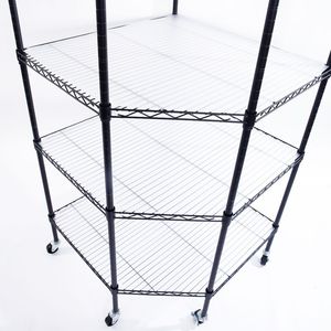 Scaffale Angolare Poligonale a 6 Livelli Rivestito in Plastica con Ruote in PP da 2 Pollici 680x680x1800mm Nero - Product Image 5