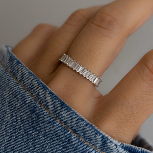 In Stock Moissanite <b>Eternity</b> <b>Rings</b> Wholesale D Color VVS 925 <b>Silver</b> Gold Bulk Supplier Jewelry India - Product Image 4