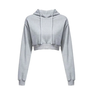 Sudaderas Casuales de Algodón y Poliéster Tejido para Mujer, Top Corto de Entrenamiento, Sudaderas con Capucha, Ropa Urbana Moderna, Estampado Frontal, Color Sólido, Invierno - Product Image 5