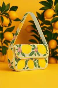 Sac à bandoulière Citron, Sac à main imprimé agrumes, Sac à bandoulière Fruits, Sacs à perles jaunes, Sacs à perles Citron, Sacs à bandoulière d'été, Tropica - Product Image 4