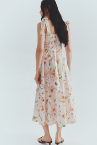 ชุดเดรสเอวธรรมชาติของผู้หญิงพิมพ์ลายเรียบง่าย2025อุตสาหกรรมแบบผ้าสแปนเด็กซ์ - Product Image 3